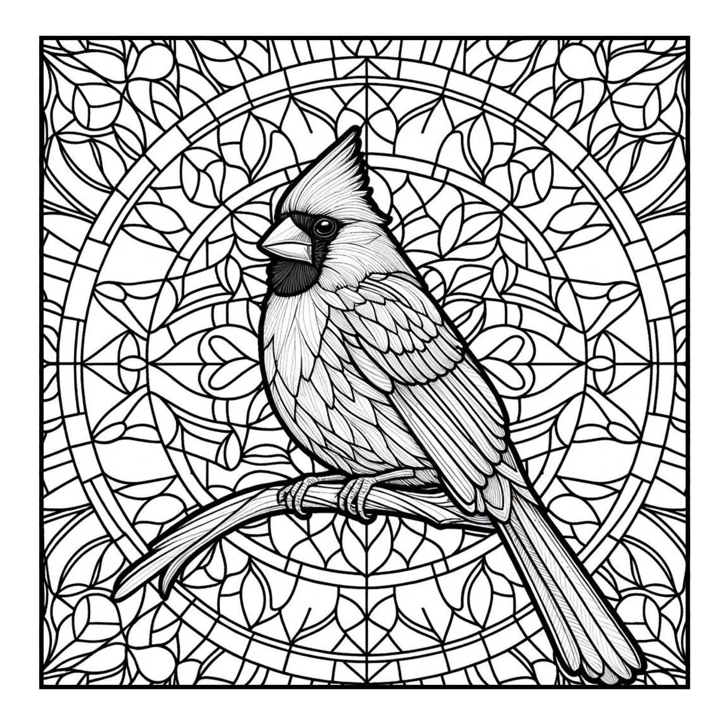 Stained Glass Cardinal - Adult Coloring Book