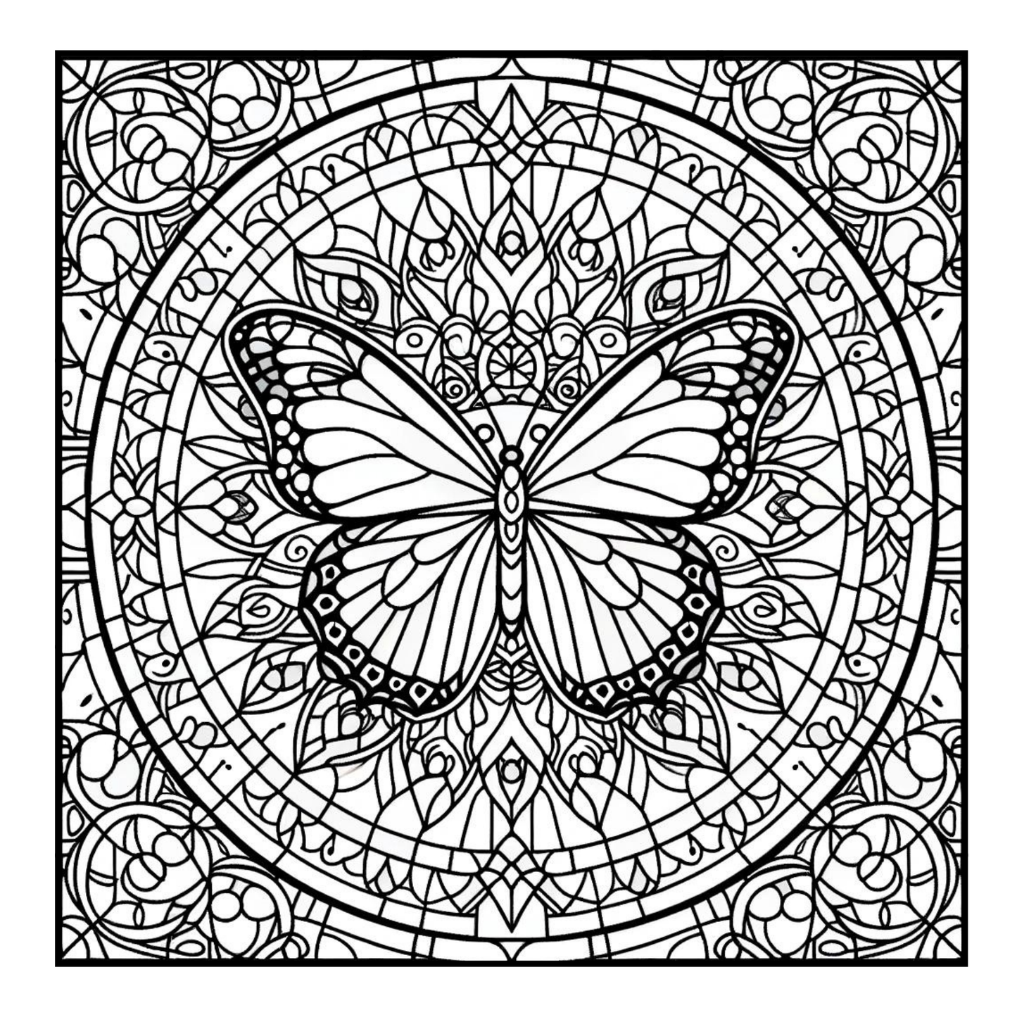 Stained Glass Butterfly - Adult Coloring Book