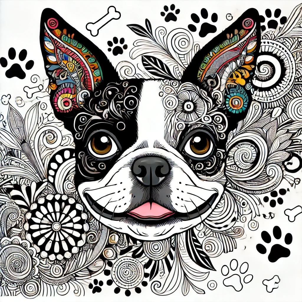Boston Terrier Lovers, This Free Coloring Page is for You! 🐾🎉