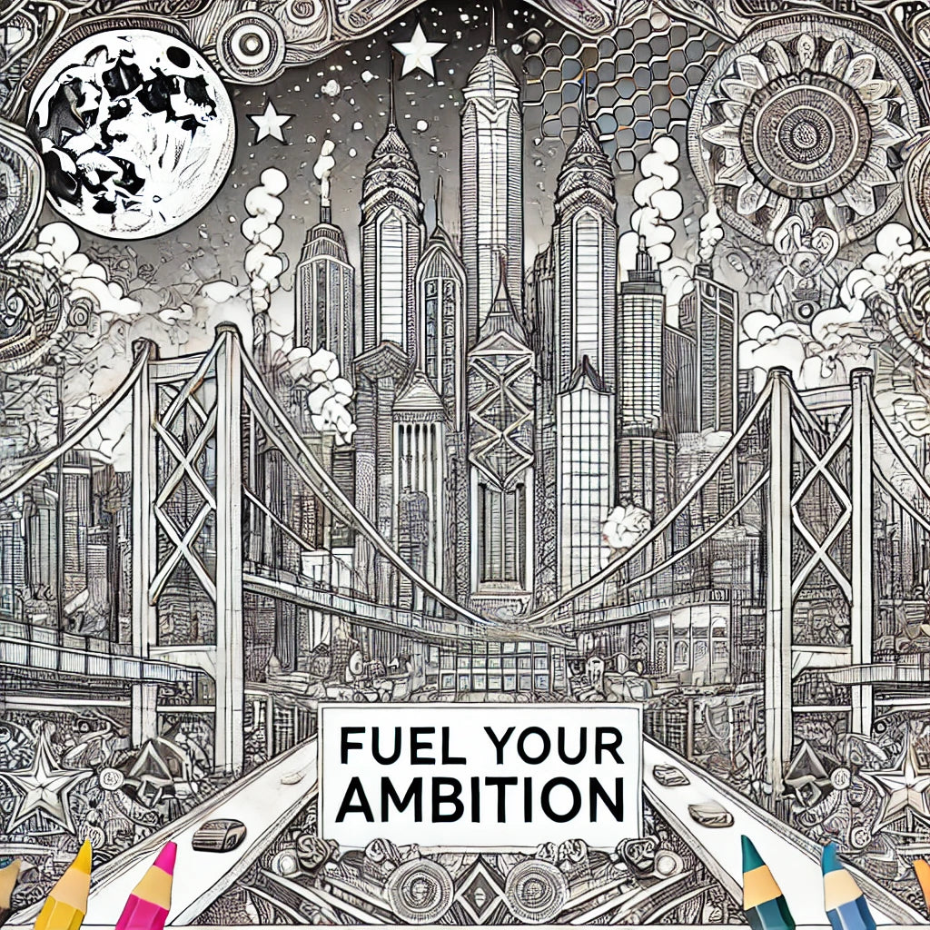 Fuel Your Ambition with Our Cityscape-Inspired Coloring Freebie!