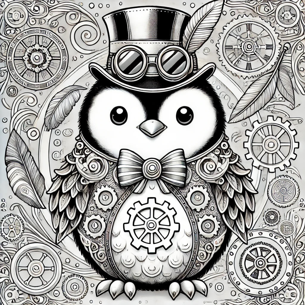 ⚙️ Get Gear-ed Up with Today’s Steampunk Penguin Freebie! 🐧⚙️