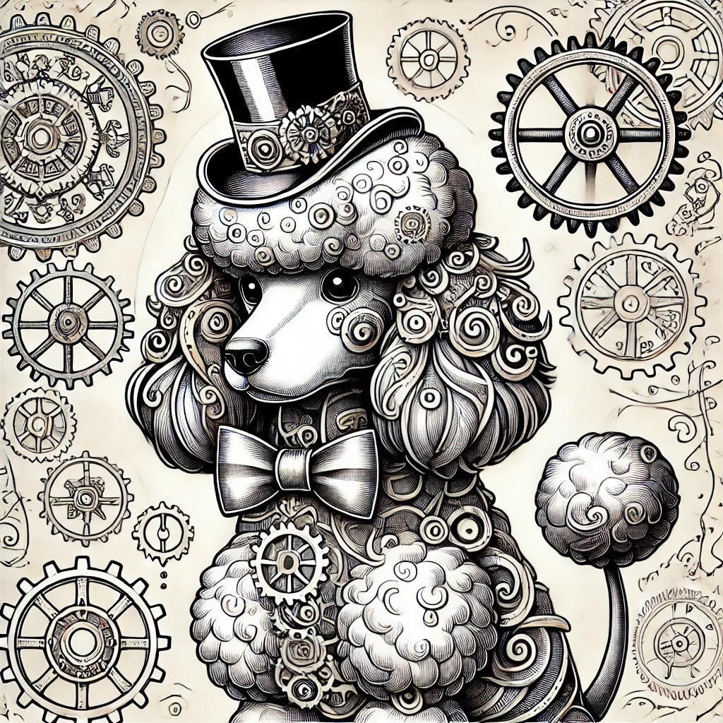 A Splash of Steampunk Style – Free Coloring Page Alert! 🎉🐩