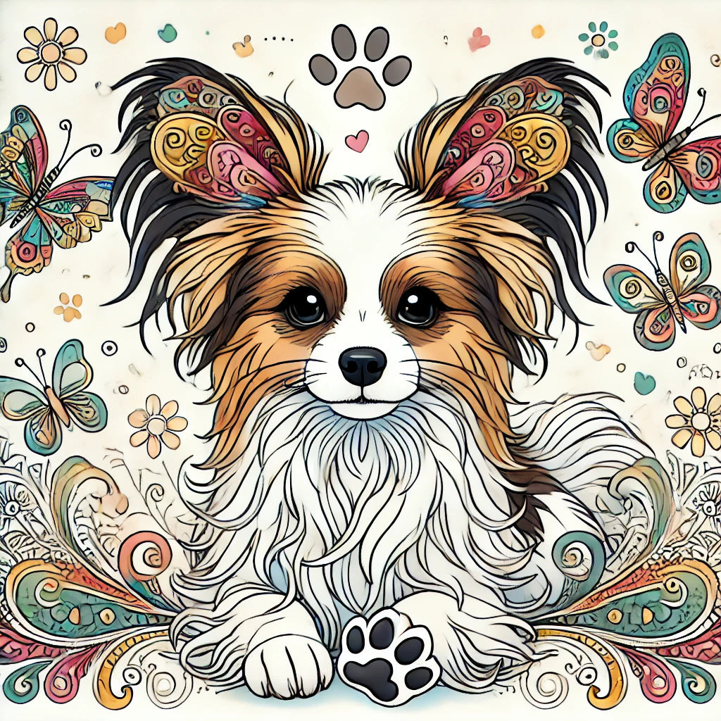 Fluff & Wings—Today’s Free Papillon Coloring Page! 🦋🐾