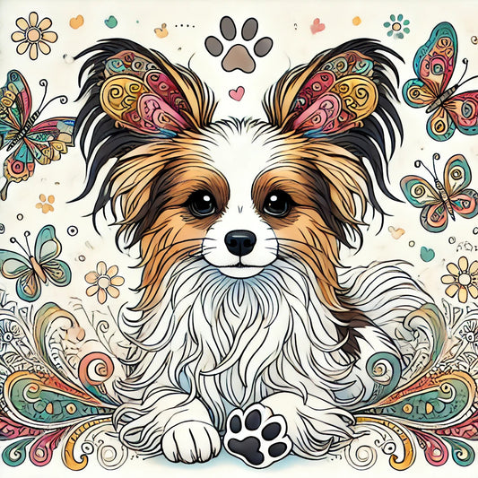 Fluff & Wings—Today’s Free Papillon Coloring Page! 🦋🐾