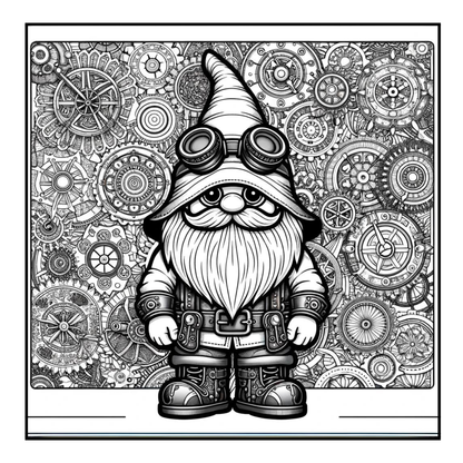 Steampunk Gnomes - Adult Coloring Book