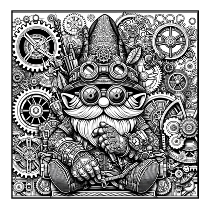 Steampunk Gnomes - Adult Coloring Book