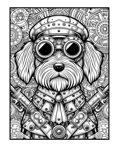Steampunk Dogs - Adult Coloring Book