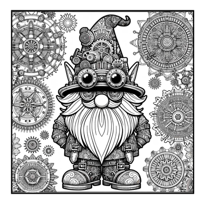 Steampunk Gnomes - Adult Coloring Book