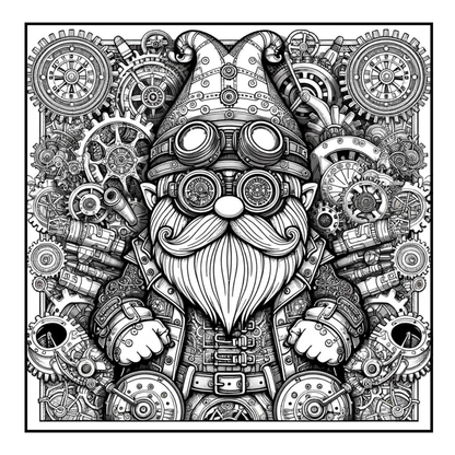 Steampunk Gnomes - Adult Coloring Book