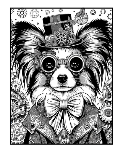 Steampunk Papillon - Adult Coloring Book