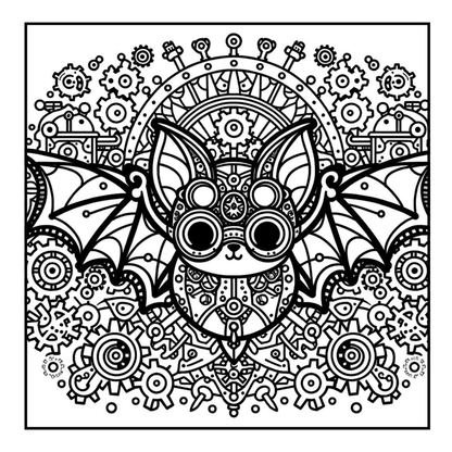 Steampunk Bat - Adult Coloring Book