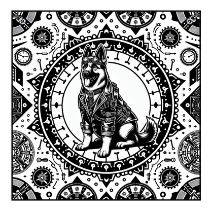 Steampunk German Shepherd - Adult Coloring Book
