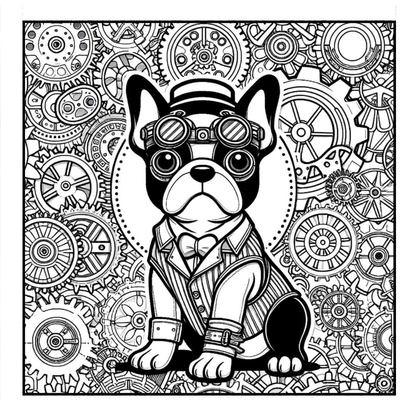 Steampunk Boston Terrier - Adult Coloring Book