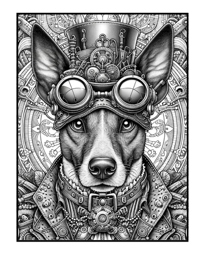 Steampunk Dogs - Adult Coloring Book