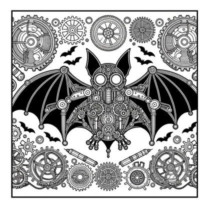 Steampunk Bat - Adult Coloring Book
