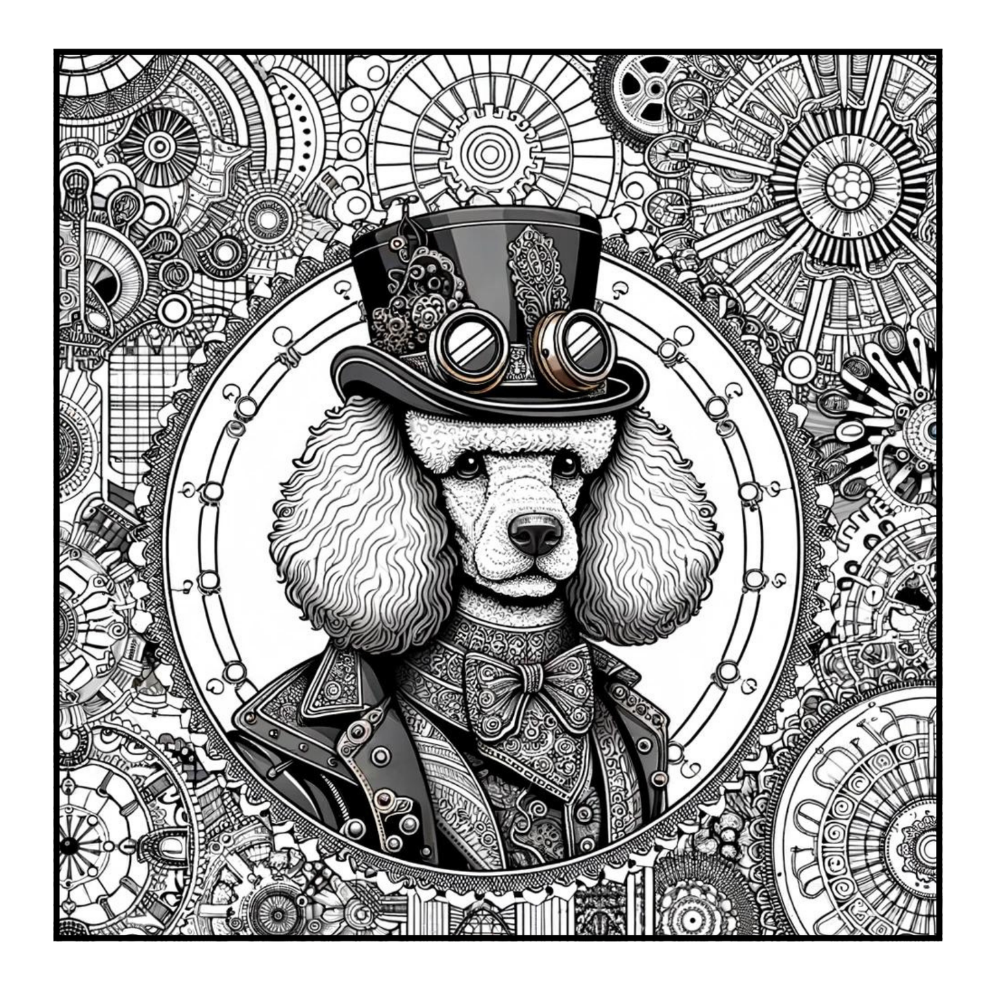 Steampunk Poodle - Adult Coloring Book