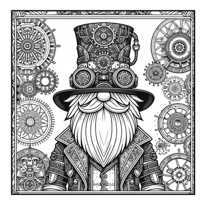 Steampunk Gnomes - Adult Coloring Book