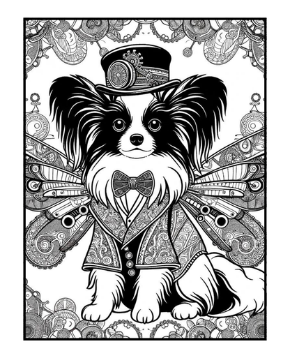 Steampunk Papillon - Adult Coloring Book