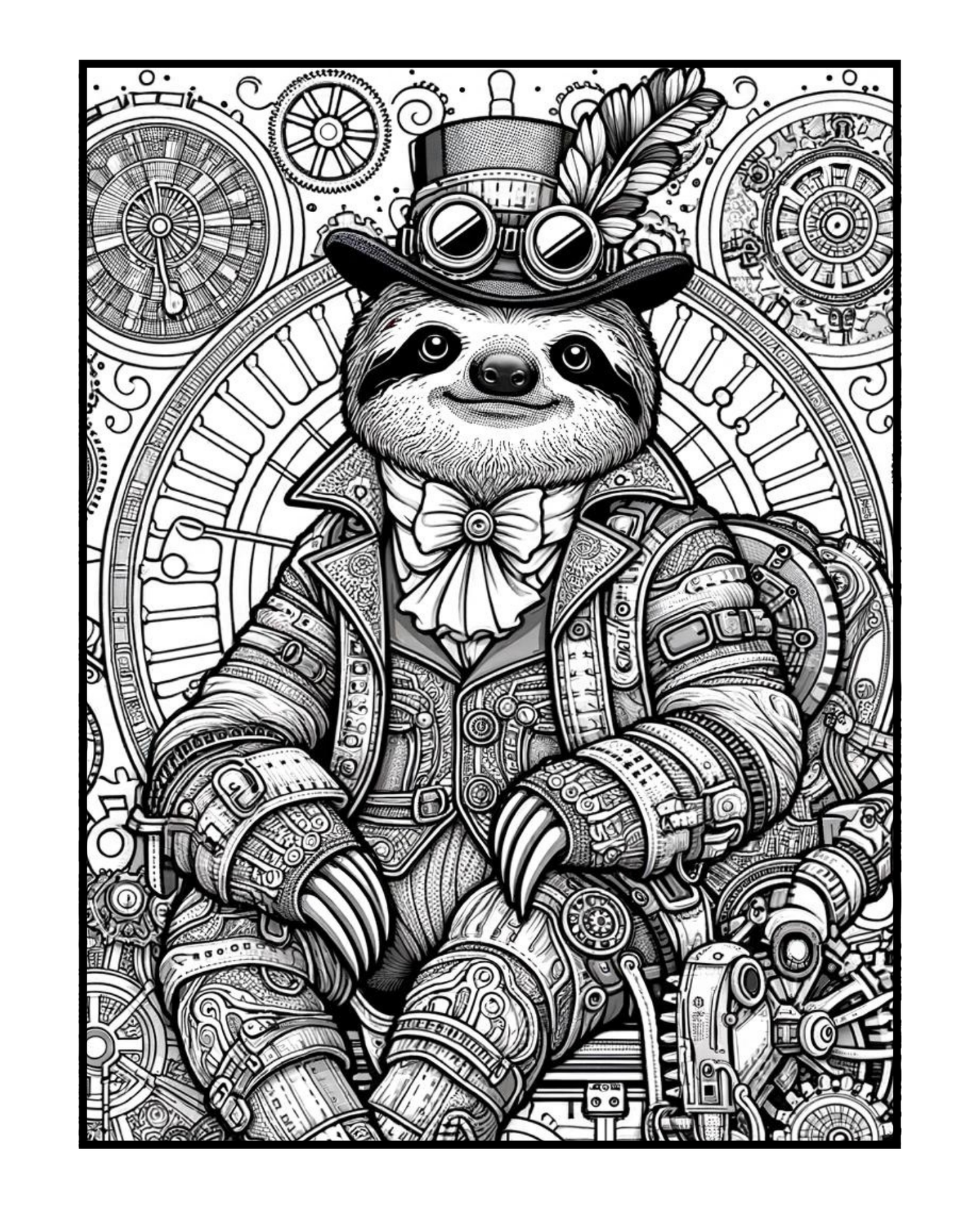 Steampunk Sloths - Adult Coloring Book